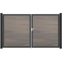 GROJA Gartentor 300 x 180 cm Grau/Beige/Braun/Schwarz Aluminium