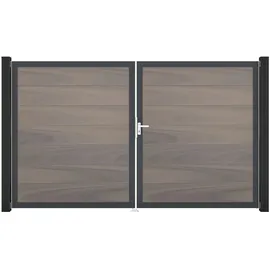 GROJA Gartentor 300 x 180 cm Grau/Beige/Braun/Schwarz Aluminium