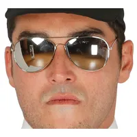 Fiestas Guirca Kostüm, Polizei Sonnenbrillen Spiegelglas Karneval Accessoire Agenten Look Bri schwarz