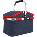 Ej.life - faltbarer Picknickkorb – 27 l, wasserdichter, isolierter Korb für Strand, Park, Wald, Angeln, Camping – Stoffkorb mit Aluminiumgriff