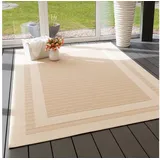 Steffensmeier In- und Outdoor Teppich Bergen Küche Balkon Garten Flur, wasserfest, Kunststoff, Bordüre Beige, Größe: 120x170 cm