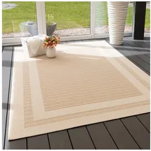 Steffensmeier In- und Outdoor Teppich Bergen Küche Balkon Garten Flur, wasserfest, Kunststoff, Bordüre Beige, Größe: 120x170 cm