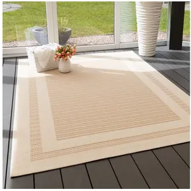 Steffensmeier In- und Outdoor Teppich Bergen Küche Balkon Garten Flur, wasserfest, Kunststoff, Bordüre Beige, Größe: 120x170 cm