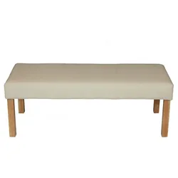 Mendler Sitzbank Polsterbank Bank M37 Kunstleder ~ 120x43x49 cm creme, helle Beine