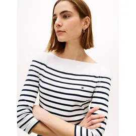 Tommy Hilfiger Damen Slim Cody Boat-Nk 3/4Slv Ww0Ww40589, Weiß, L - L
