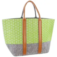 Frank Flechtwaren Shopper, Filz-Tasche Green Blossom, faltbar, grün /