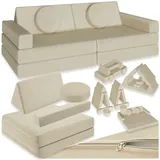 Tectake tectake® Spielsofa, 8-teilig, flexible Anordnung, Leinenbezüge, abnehmbar und waschbar, stapelbar