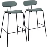 Oviala Business 2er-Set Hochstühle aus Stahl und dunkelgrünem Holz - Oviala