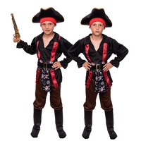 Magicoo Piratenjunge Piratenkostüm Kinder Jungen Rot/Schwarz/Braun - Fasching Piraten Kostüm Kind Junge (S)