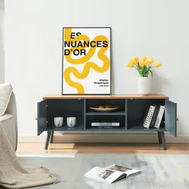[en.casa] Reyljand TV-Lowboard 120 x 35 x 50 cm Grau/Eicheoptik MDF