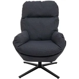 Mendler Relaxsessel HWC-L12 Stoff/Textil 72 x 101 x 72 cm dunkelgrau mit Hocker