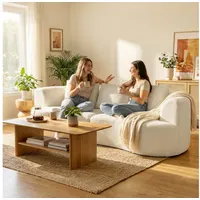 Homcom 3-Sitzer-Sofa-260L x 106B x 82H cm-Cremeweiß | Gr.: onesize