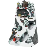 Wellhome Weihnachtsdorf zur Dekoration mit LED-Lichtern und Bewegung 19,6x17,7x30,1cm