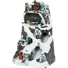 Wellhome Weihnachtsdorf zur Dekoration mit LED-Lichtern und Bewegung 19,6x17,7x30,1cm