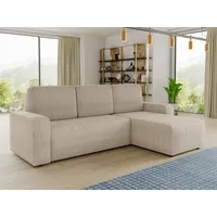 Sofnet Ecksofa Roma L mit Schlaffunktion und Bettkasten - Cord Stoff - L-Form Couch, Polstersofa, Schlafsofa, Sofagarnitur (Beige (Poso 100))