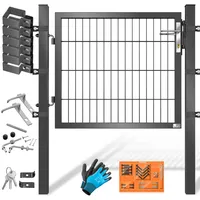 Kesser KESSER® Gartentor Premium Gartentür aus Metall verzinktem Stahl, Gartentür für Stabmattenzau Zauntor, Hoftor, inkl. Pfosten mit Schloss Türklinke und Schlüssel