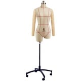 JLXJ Schneiderpuppe Weiblich Nähen Mannequin Torsoständer mit Arm, Schaumhalbkörper Kleiderform Schneiderpuppe, Einstellbare Höhe: 150-180cm, Damen Plus Size (Color : Wheel Base, Size : Large)