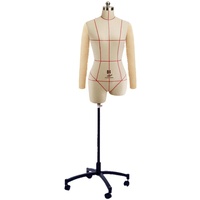 JLXJ Schneiderpuppe Weiblich Nähen Mannequin Torsoständer mit Arm, Schaumhalbkörper Kleiderform Schneiderpuppe, Einstellbare Höhe: 150-180cm, Damen Plus Size (Color : Wheel Base, Size : Large)