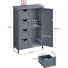 VASAGLE Badschrank 30 x 55 x 81 cm Grau
