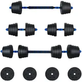 vidaXL 2-in-1 Hantelset 40 kg Schwarz / Blau Zement