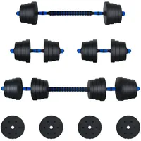 vidaXL 2-in-1 Hantelset 40 kg Schwarz / Blau Zement