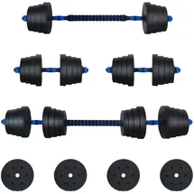 vidaXL 2-in-1 Hantelset 40 kg Schwarz / Blau Zement