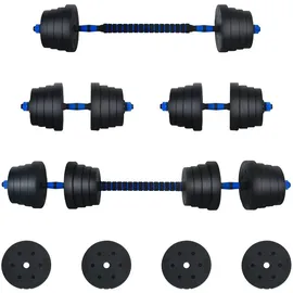 vidaXL 2-in-1 Hantelset 40 kg Schwarz / Blau Zement