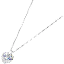 Smart Jewel Kette mit Kristall Stein in Herzform, Silber 925 43 cm Grün Damen 