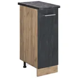 Vicco Apothekerschrank R-Line Schwarz Eiche 30 cm mit Arbeitsplatte Anthrazit
