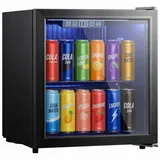 HOMCOM Getränkekühlschrank 48 Dosen 50L mit Doppelglas-Tür, verstellbar Regal - Schwarz