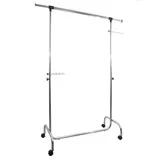 GERSO Mobiler Kleiderständer 100 cm breit mit Auszügen, höhenverstellbar, auf Rollen, multifunktional aus Metall ausziehbar mobile Garderobenstange stabil