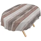 ANRO Tischdecke Wachstuch 3.0 abwaschbar Rustikal Holz Tischwäsche (Einzelstück 1-tlg), wasserabweisend PU-Beschichtet Vintage Natur Oval 160x140cm beige Oval | 140 cm x 160 cm
