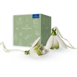 Villeroy & Boch - Mini Flower Bells Schneeglöckchen Set 2 Teilig, Kunstblumen, Künstliche Frühlingsblumen, Keramikblüten Zum Hängen Deko, Porzellanblümchen, Ostern Anhänger, Premium Porzellan