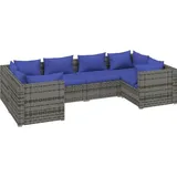 vidaXL 6-tlg. Garten-Lounge-Set mit Kissen Poly Rattan Grau