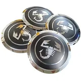 FUWUDI 4 Stück Nabendeckel für Abarth 500 595 695 133mm, Radnabenkappen, Felgendeckel, Wheel Caps für Auto Ersetzen Nabendeckel, ABS Auto Zubehör Radnaben