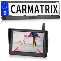 CARMATRIX Solar Funk Rückfahrsystem HD Rückfahrkamera im Nummernschild mit PDC Sensoren Solarpanel