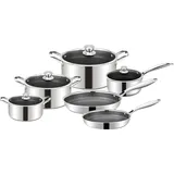 Cheffinger 10 tlg Massiv Edelstahl Koch Set Wabenstruktur Induktion Pfanne Top