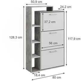 Vicco Orlando 80 x 128,3 x 24,2 cm mit 3 Fächern grau/weiß matt