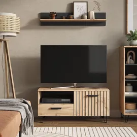 Vicco Lowboard Amber Eiche Wotan 100 x 48.5 cm mit Schublade und Tür