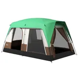 Outsunny Tunnelzelt, Campingzelt für 8 Personen, mit Lichthaken, Meshfenster, Grün