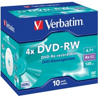 Verbatim DVD-RW 4X Speed 10er Pack Jewel Case Scratch Resistant Surface DVD-Rohlinge