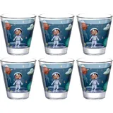 LEONARDO Bambini Avventura Trinkbecher-Set 6-teilig - Kindergläser mit Motiv aus hochwertigem Glas - Größe S, Inhalt 215 ml