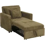 MCW Schlafsessel MCW-L90 Cord 200 x 100 x 70 cm Grün mit Schlaffunktion