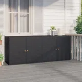 KOIECETA Gartenschrank Geräteschrank Haushaltsschrank Aufbewahrungsschrank Beistellschrank Schrank Garten Balkon Schwarz 198x55,5x80cm Poly Rattan