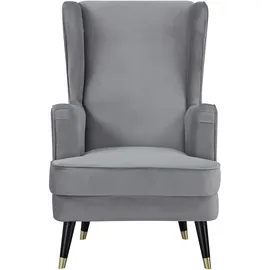 Home Affaire Ohrensessel HOME AFFAIRE "ZILLER, TV-Sessel, frei im Raum stellbar, in Cord und Samtvelours", grau (hellgrau), B:70cm H:105cm T:91cm, Holzgestell, Schaum-Polsterung, Holzbeine und pflegeleichter Bezug, Sessel, Ohrensessel, Holzfüsse mit dekorativen