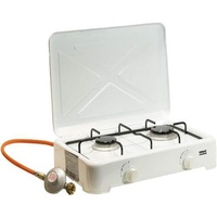 Outdoor Transportabler Gaskocher 2- flammig inkl. Gasschlauch Druckminderer ws