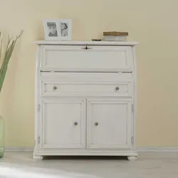 Schreibtisch Schrank in Antikweiß klassischen Stil