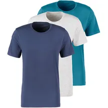 Bruno Banani BRUNO BANANI, Herren, Gr. S, bunt (navy, grau, meliert, petrol), Jersey, Obermaterial: 95% Baumwolle, 5% Elasthan, unifarben, Basic, bequem hüftbedeckend, Rundhals, abgesteppte Kante, Shirts Multipacks Unterhemd, mit Rundhals-Ausschnitt