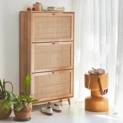 Schuhschrank mit Rohrgeflecht Natur - sweeek