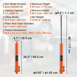 Vevor Wagenheber Stahl 3 t orange